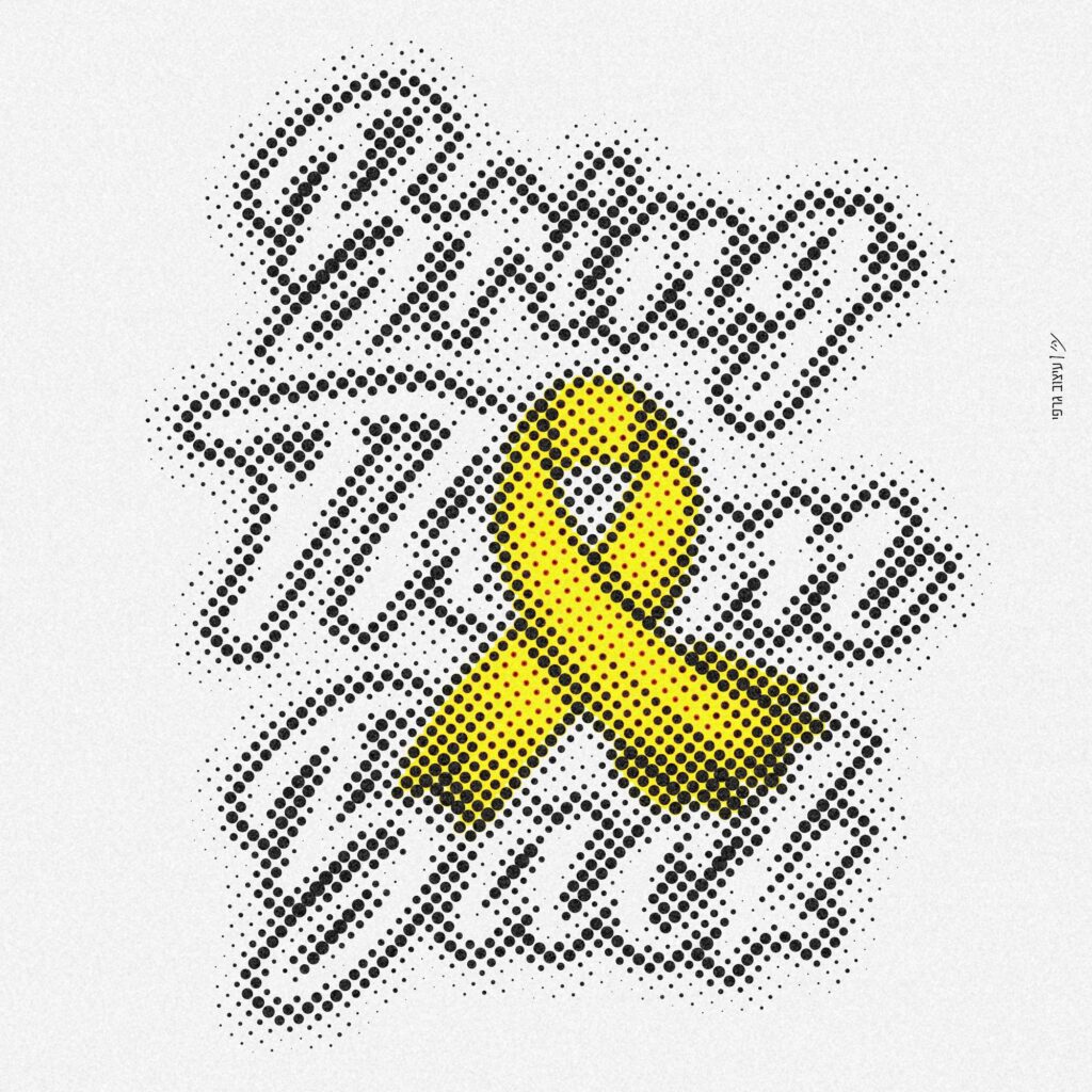 עיצוב גרפי נקודתי עם סרט צהוב וכיתוב Bring Them Back – נהו עיצוב גרפי